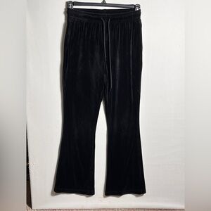 Clolsie Black Velour Track Suit Flare Drawstring Pants sz Medium